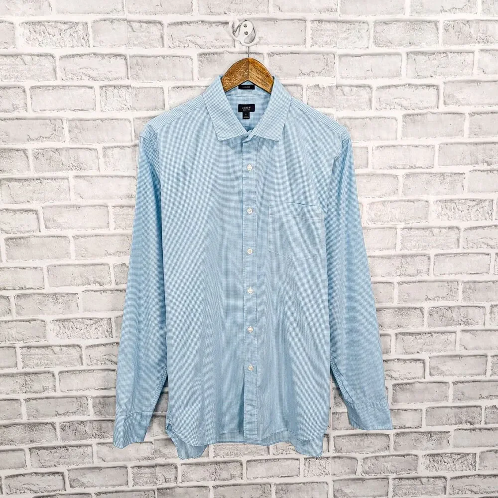 J.Crew Ludlow Men's Button up Shirt in Light blue mini check size Large